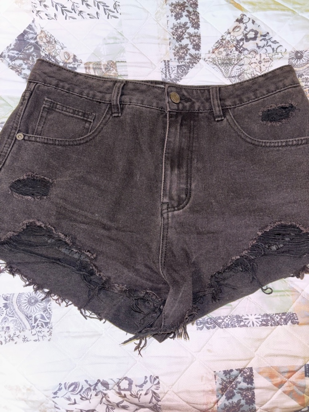 Frayed Black Distressed Women's Jean Shorts